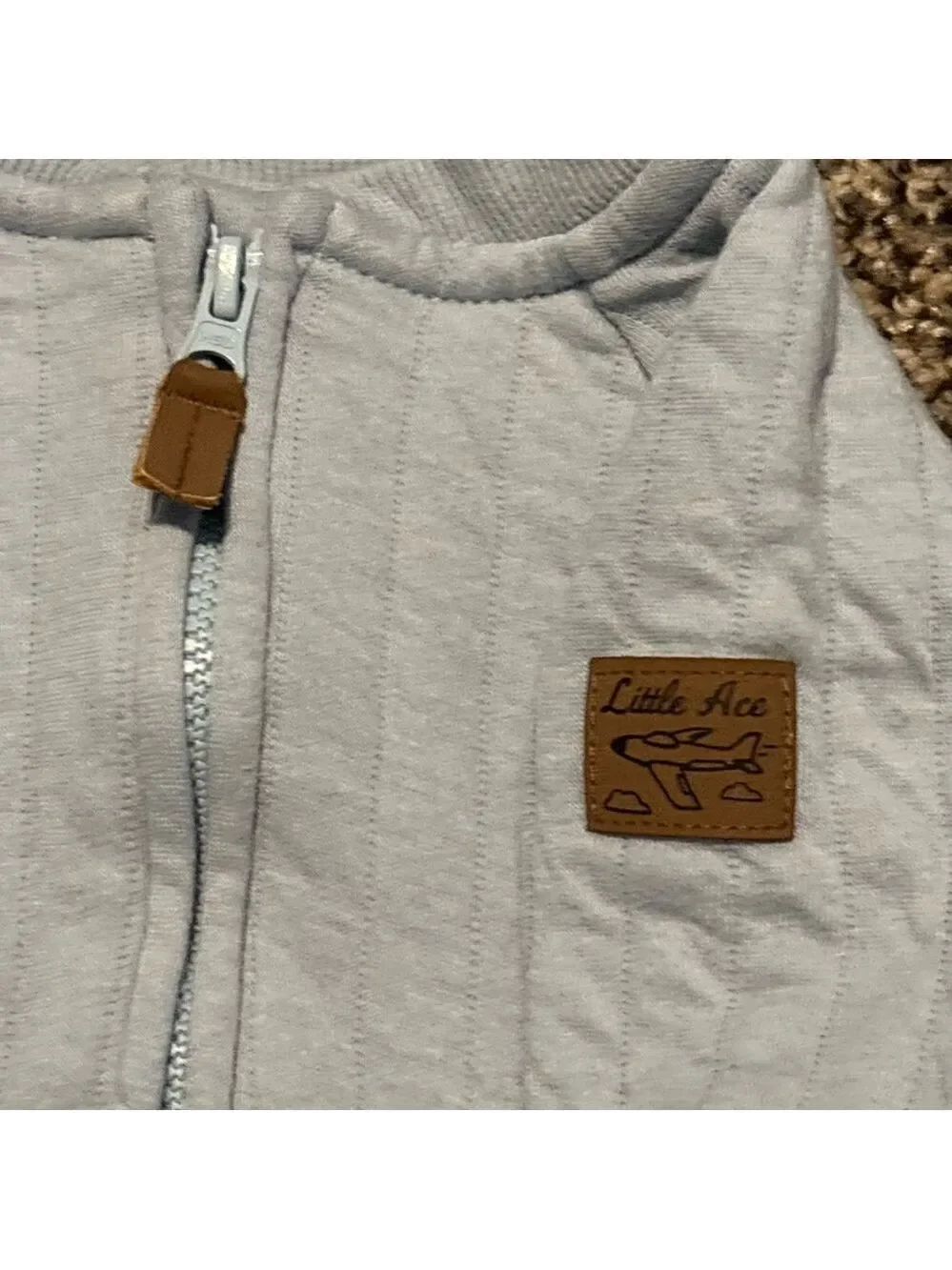Quilted Baby Blue One Piece Zip Up Footie Thick Material Super Nice! 3 months